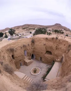 Islamists Prints: TUNISIA. GABES. Matmata. Berber troglodyte architecture