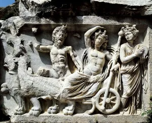 Marmara Ve Ege Kiyilari Prints: TURKEY. Bergama. Pergamon. Relief with mythological scene (3rd-2nd c)