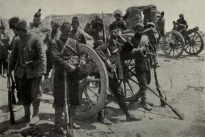 Lcgr1304 Prints: Turkish cannons captured by the Armenians of Van in April 1915