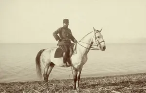 Palestine Prints: Turkish commander Cemal Pasha, on the shore of the Dead Sea