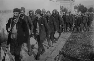 Guard Prints: Turkish prisoners, led by an armed guard, enter Vrania, Serbia