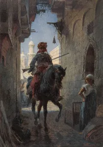Brush Prints: Turkish Rider in a City, by Willem de Famars Testas