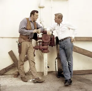 1950s Candids Prints: TV star brothers, from left, James Arness (GUNSMOKE), Peter Graves (FURY), ca. late 1950s