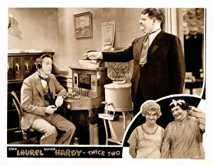 Hardy Prints: TWICE TWO, lobbycard, Stan Laurel (left)