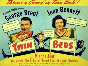 Brent Prints: TWIN BEDS, George Brent, Mischa Auer (below center) Joan Bennett, 1942