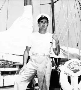 T Shirt Prints: Tyrone Power aboard ship, 1940s