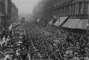 Parade Prints: Ulster Volunteers marching in Belfast during World War I, April 8, 1916