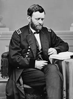 Books Prints: Ulysses Grant, sitting for a portrait while reading a book