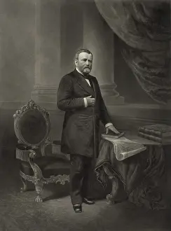Books Prints: Ulysses S. Grant in full length portrait engraving based on a photograph by Anderson