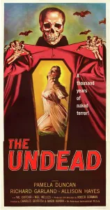 Pamela Prints: THE UNDEAD, center: Pamela Duncan on poster art, 1957