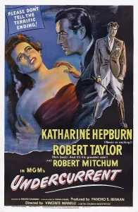 Images Dated 26th February 2009: UNDERCURRENT, US poster art, from left: Katharine Hepburn, Robert Taylor, 1946