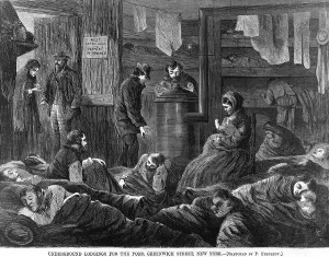 Depression Prints: Underground lodgings for the poor on Greenwich Street, New York