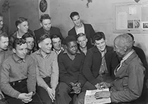 West Virginia Prints: Unemployed men attending a meeting of the Workers Alliance Council in 1936