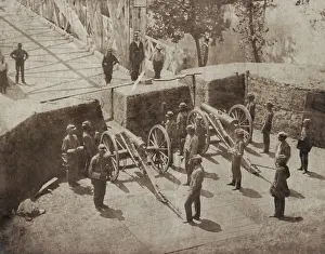 Cannons Prints: Union battery on Chain Bridge over the Potomac River during the US Civil War