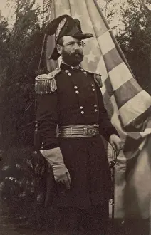 Feathered Hat Prints: Union Major General Fitz-John Porter in dress uniform in front of a flag