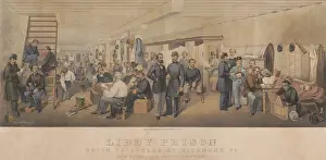 Richmond Prints: Union officers imprisoned on one of the two open floors of a former tobacco warehouse