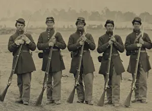 Ammunition Prints: Five Union soldiers wear frock coat uniforms