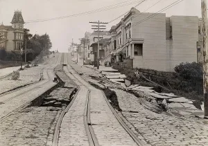 Cityscape Prints: Union Street Car Line after the 1906 San Francisco Earthquake