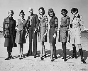 Uniform Prints: United Airlines stewardesses modeling their latest uniforms