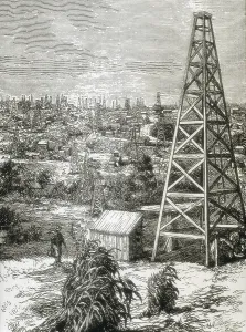 Wells Prints: United States (1880). Oil wells in Triumph MountainPennsylvania