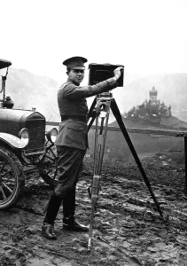 Surveillance Prints: United States Army Signal Corps photographer in Cochem, Germany. World War I. Jan. 9, 1919
