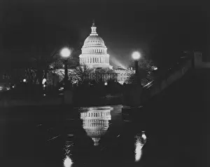 Reflection Prints: United States Capitol from the Jefferson Building of the Library of Congress