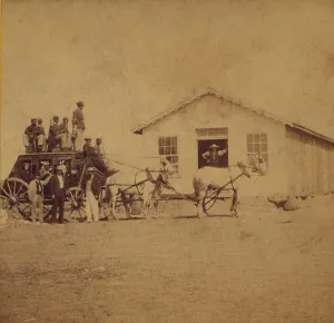 Kansas Prints: United States Express overland stage starting for Denver from Hays City Kansas was guarded by five African American