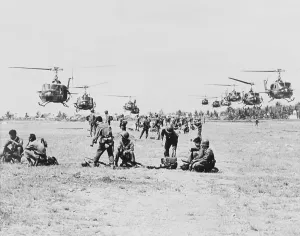 Helicopters Prints: United States helicopters air lift Vietnamese government Rangers into battle against communist Viet Cong guerrillas