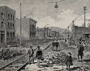 Technician Prints: United States. Middlesborough. Development of the city: railway and buildings under construction
