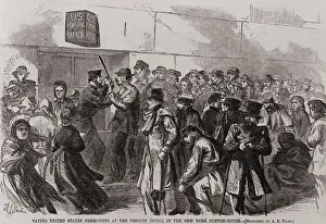 African Americans Prints: United States pensioners in line at the Pension Office in the New York Custom-House, 1866