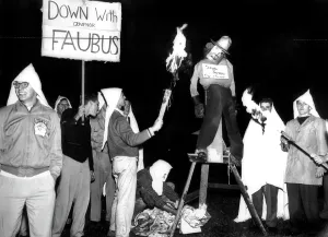 Racist Prints: University of Toronto students burning an effigy of Arkansas Governor Orval Faubus (D)