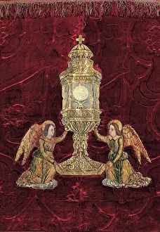 Monogram Prints: Unknown, Altar-cloth with monstrance held up by angels