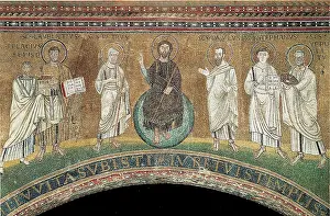Globe Prints: Unknown, Benedictory Jesus with Sts Lawrence