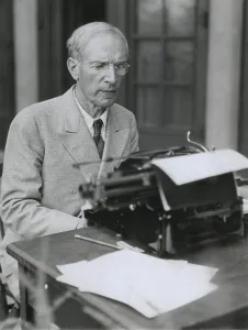 Typewriter Prints: Upton Sinclair, American socialist author, of both fiction and non-fiction