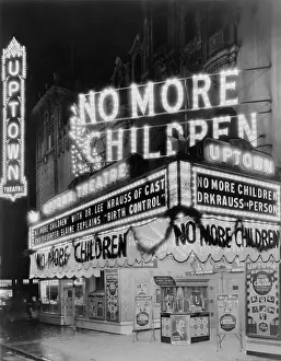 Social Movements Prints: Uptown Theatre marquee reads, No More Children. Dr