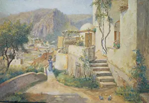 Watercolour Prints: The Urban Centre in Capri from the Street to Villa Jaris (Il centro urbano a Capri dalla strada per villa Jaris)