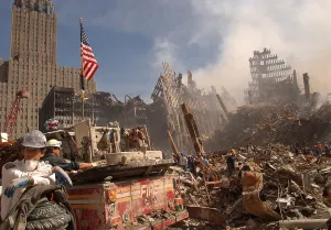 9 11 Prints: Urban search and rescue teams inspect the wreckage at the World Trade Center two days after the 9-11 terrorist attacks