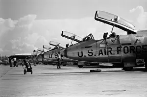 Air Force Prints: U.S. Air Force jets all with open cockpits on the crowded Da Nang flight line in South Vietnam