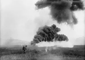 Lcgr1304 Prints: U.S. Army soldier, in training with a flame-thrower in 1917-18. (BSLOC_2013_5_154)