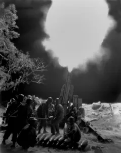 Lcgr1311 Prints: U.S. Artillery shells Japanese artillery positions in Balete Pass