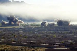 Explosions Prints: U.S. bombs burst during fighting to retake the village of Now Zad Helmand Province Afghanistan