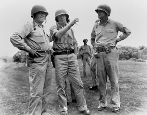 Discussion Prints: U.S. Commanders on an inspection during World War 2