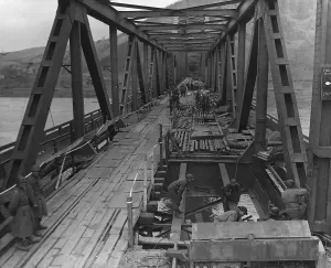Lcgr1406 Prints: U.S. First Army at Remagen Bridge before four hours before it collapsed into the Rhine River