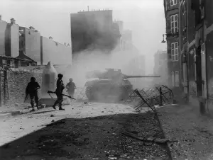 Brittany Prints: U.S. M18 Hellcat tank fires its 90mm gun point-blank at a German pillbox in Brest