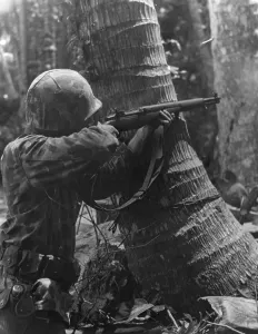 Riflemen Prints: U.S. Marine fires at a Japanese sniper on Puruata Island