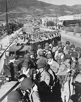 Trucks Prints: U.S. Marine troops arrived at the port of Pusan the day before