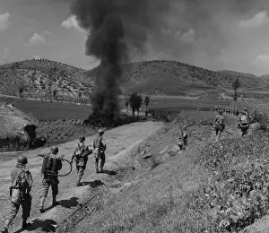 Naktong River Prints: U.S. Marines advancing in the Naktong River Battle