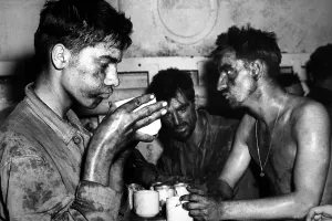 Profiles Prints: U.S. Marines after two days and nights of fighting on Eniwetok Island against Japanese