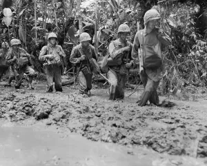Riflemen Prints: U.S. Marines run afoul of General Mud on Bougainville Island during World War 2