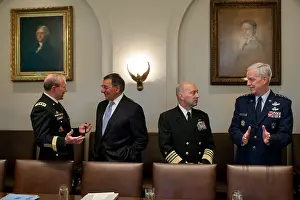 Cabinet Room Prints: U.S. Military leaders before meeting with Combatant Commanders and senior military leadership